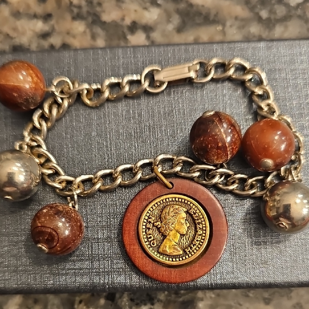 Gold and Brown Charm Bracelet